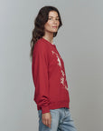 COLLEGE SWEATSHIRT IN RED WITH SLEIGH GRAPHIC