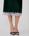 TAYLOR SILK DRESS IN HUNTER GREEN