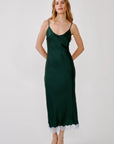 TAYLOR SILK DRESS IN HUNTER GREEN