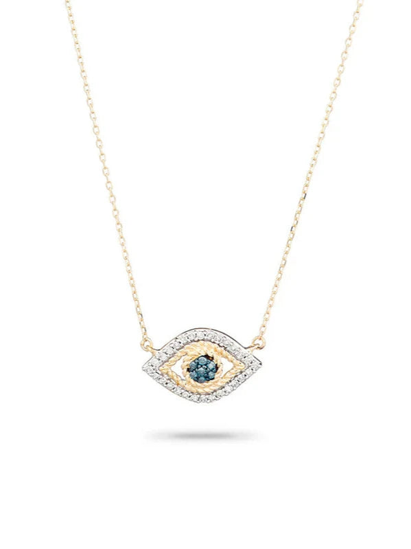 TINY PAVE EVIL EYE NECKLACE