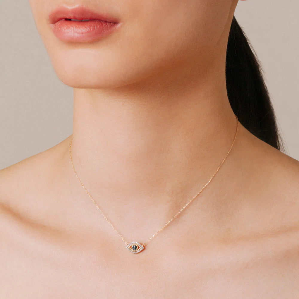 TINY PAVE EVIL EYE NECKLACE