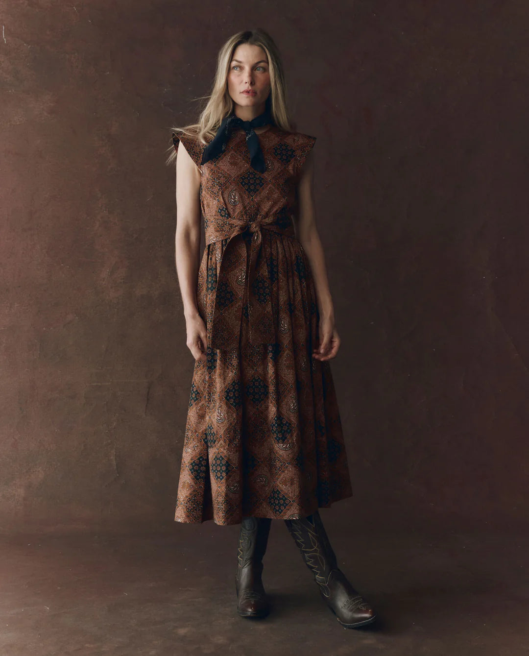 TULSA DRESS IN GEO BANDANA
