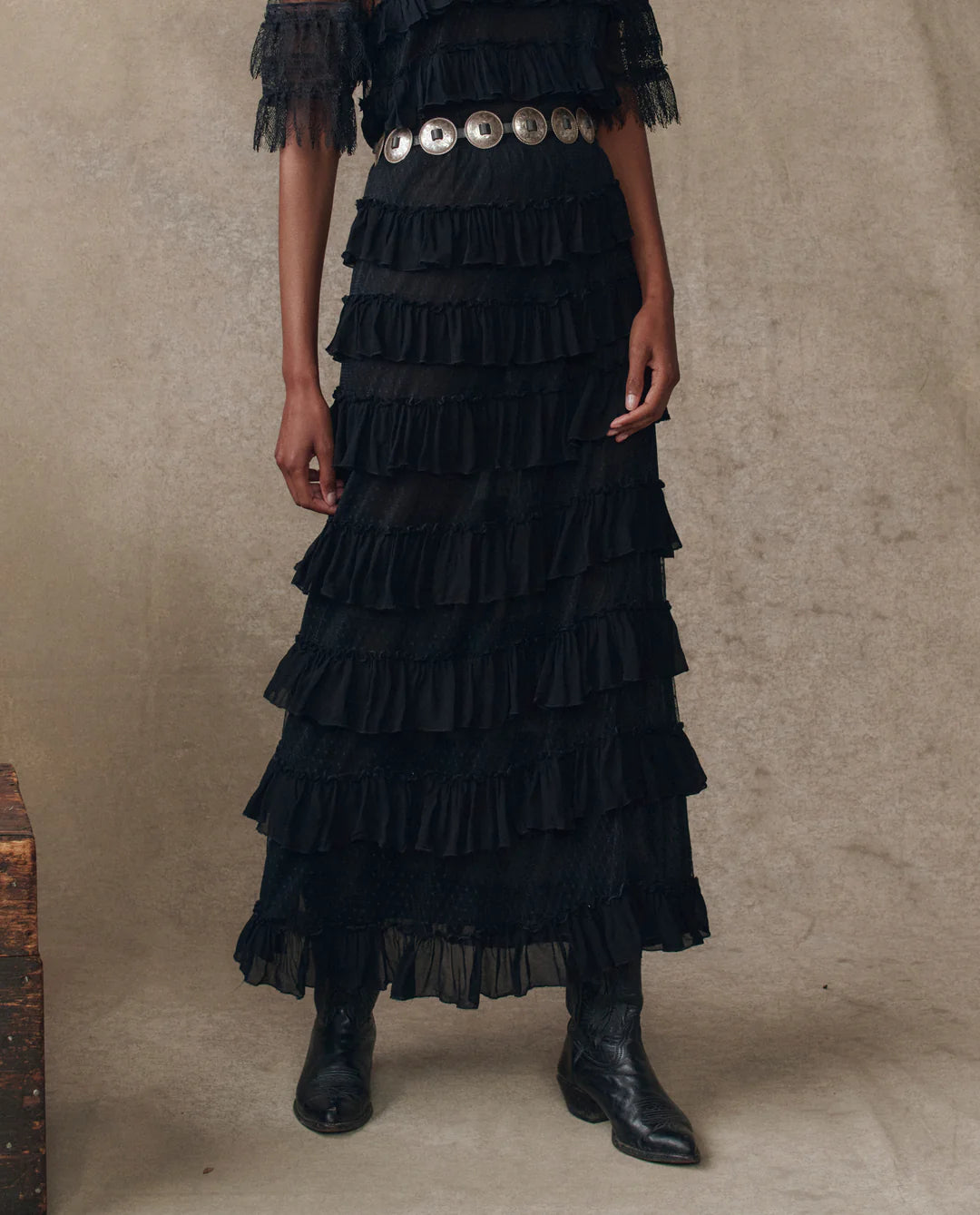 WINTER MESH FLOUNCE SKIRT