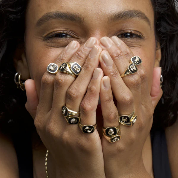 ZODIAC CERAMIC + DIAMOND SIGNET RING