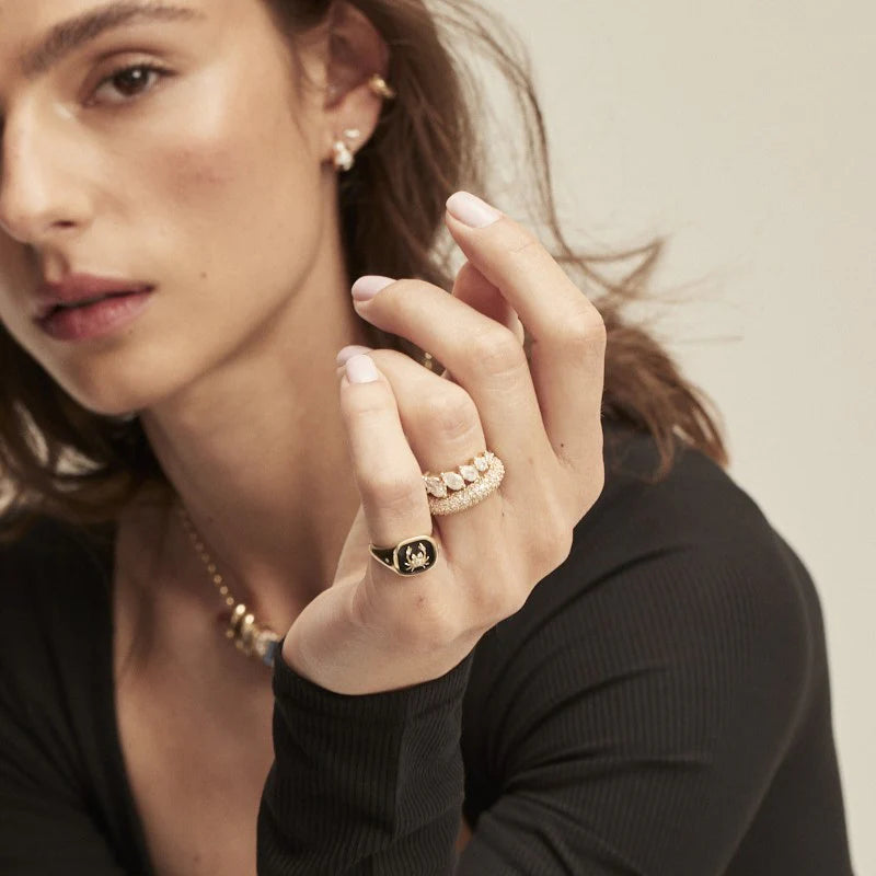 ZODIAC CERAMIC + DIAMOND SIGNET RING