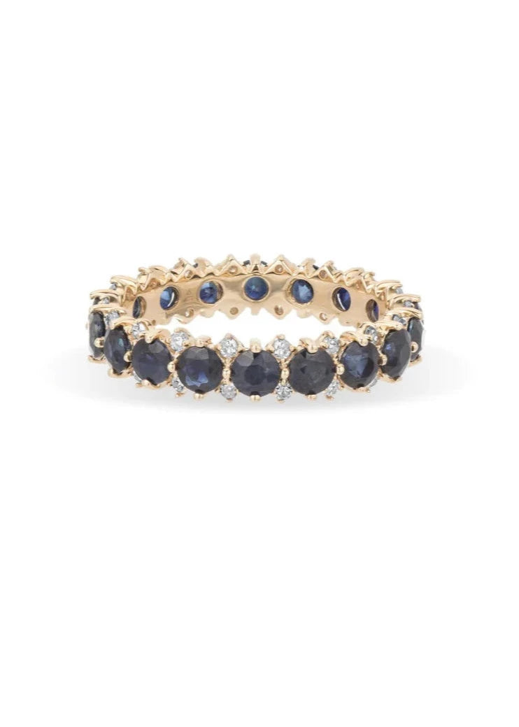 SAPPHIRE + DIAMOND ROUNDS ETERNITY RING