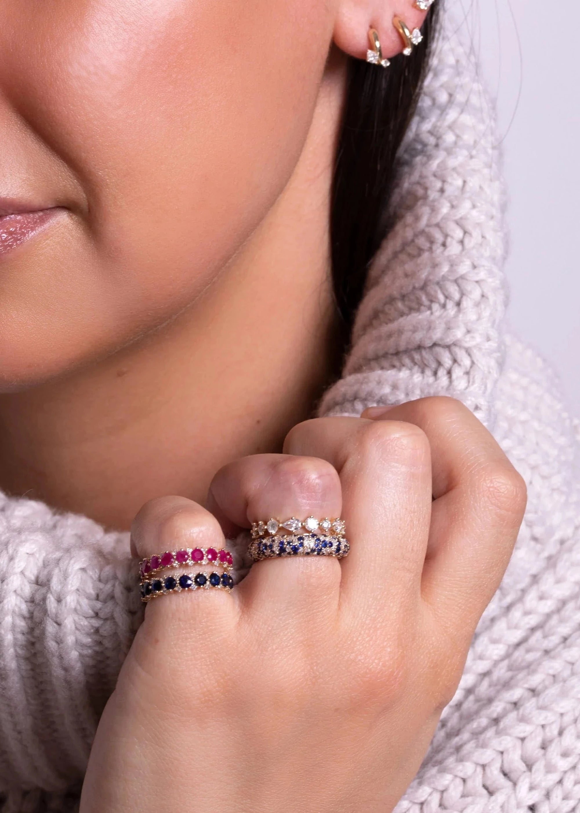 SAPPHIRE + DIAMOND ROUNDS ETERNITY RING