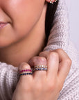 SAPPHIRE + DIAMOND ROUNDS ETERNITY RING