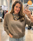 SOFTEST TISSUE WEIGHT SWEATER IN HAZELNUT