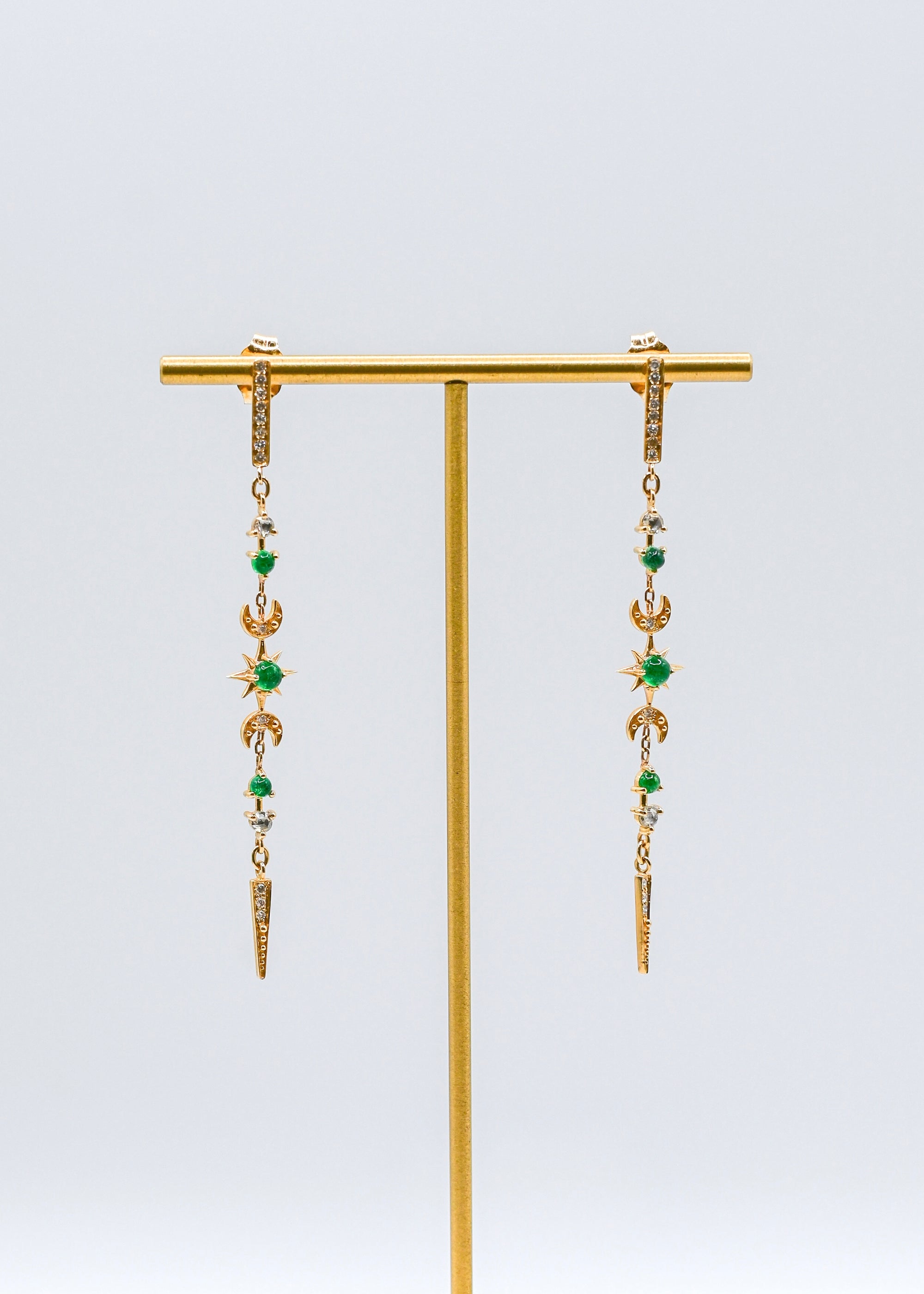 EMERALD AND DIAMOND STELLAR EARRINGS