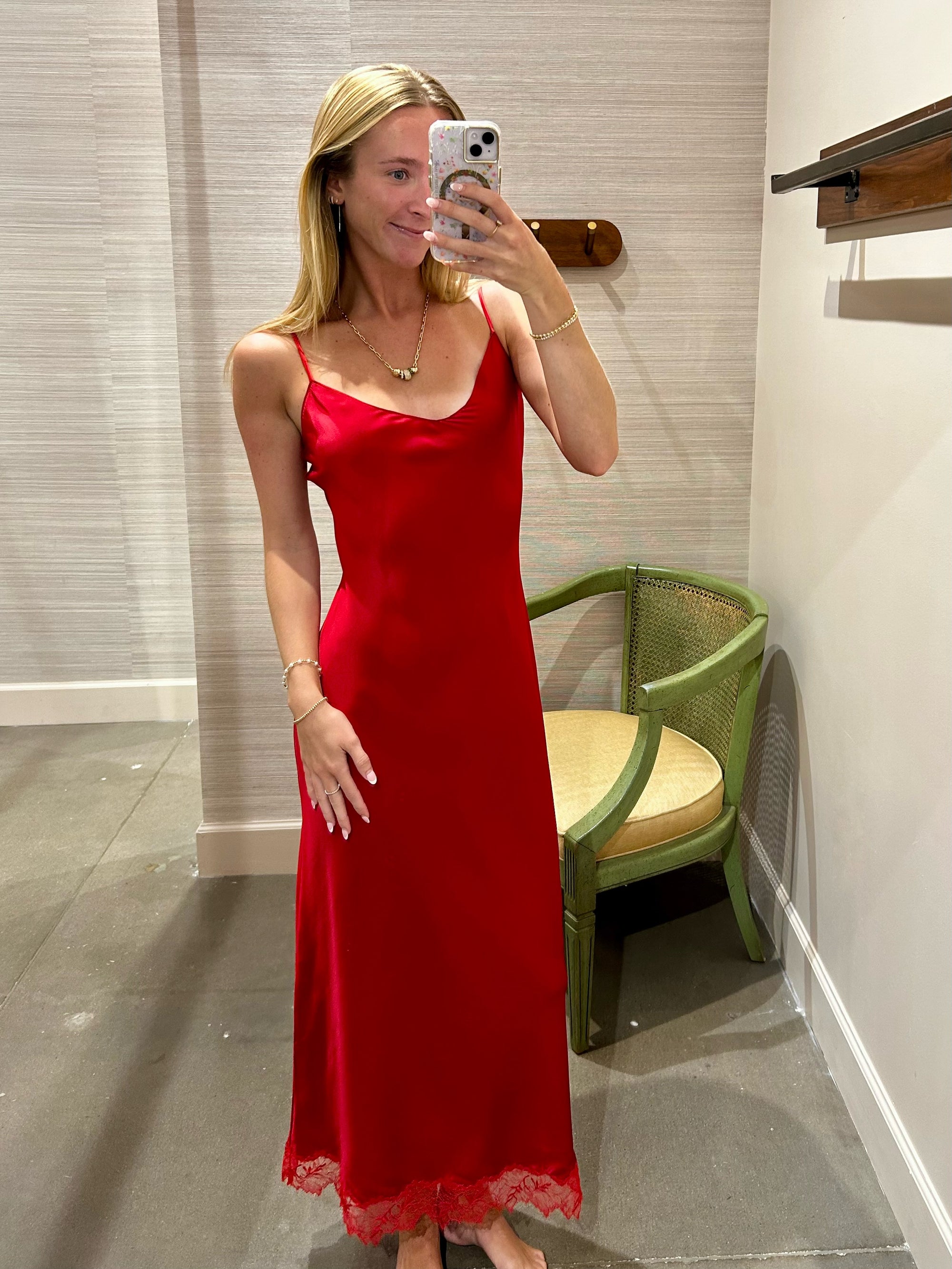 TAYLOR SILK DRESS IN SCARLET