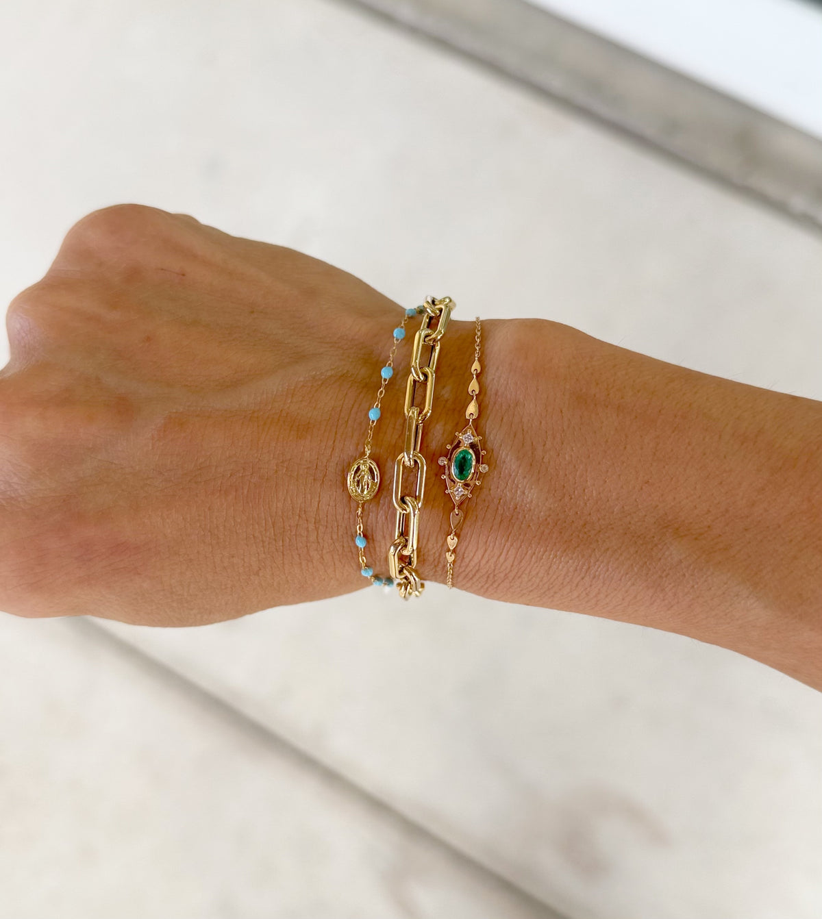 CLASSIC MADONNA CHARM BRACELET / 6.7" / TURQUOISE