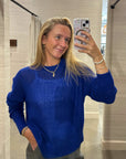 SOFTEST TISSUE WEIGHT SWEATER IN COBALT