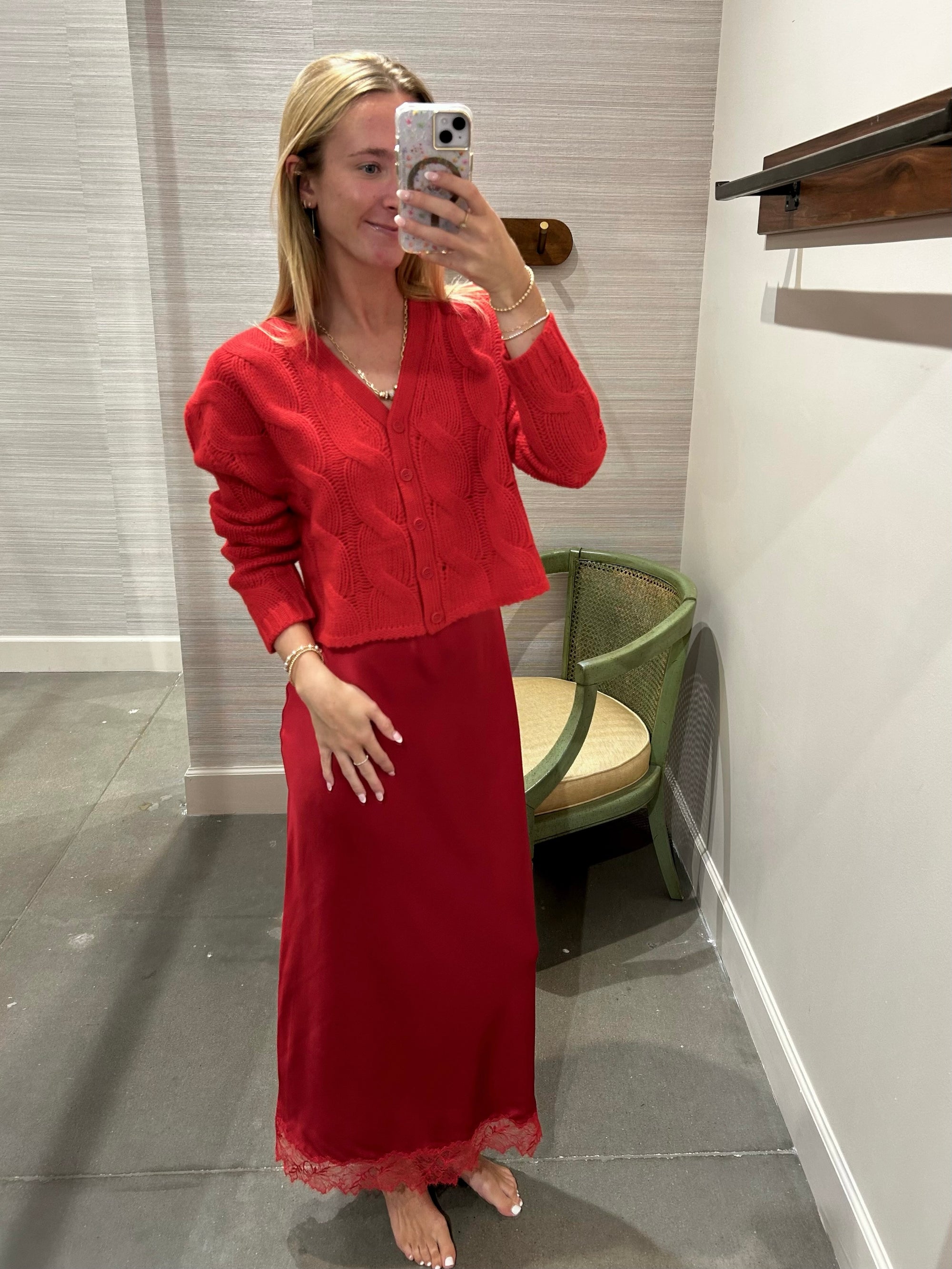 TAYLOR SILK DRESS IN SCARLET