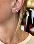 PEARLED CROSS DIAMOND EARRINGS / OPAL