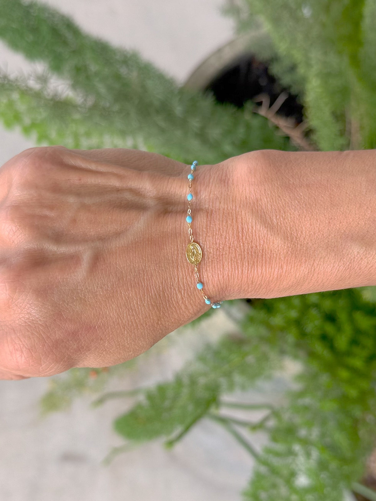 CLASSIC MADONNA CHARM BRACELET / 6.7" / TURQUOISE
