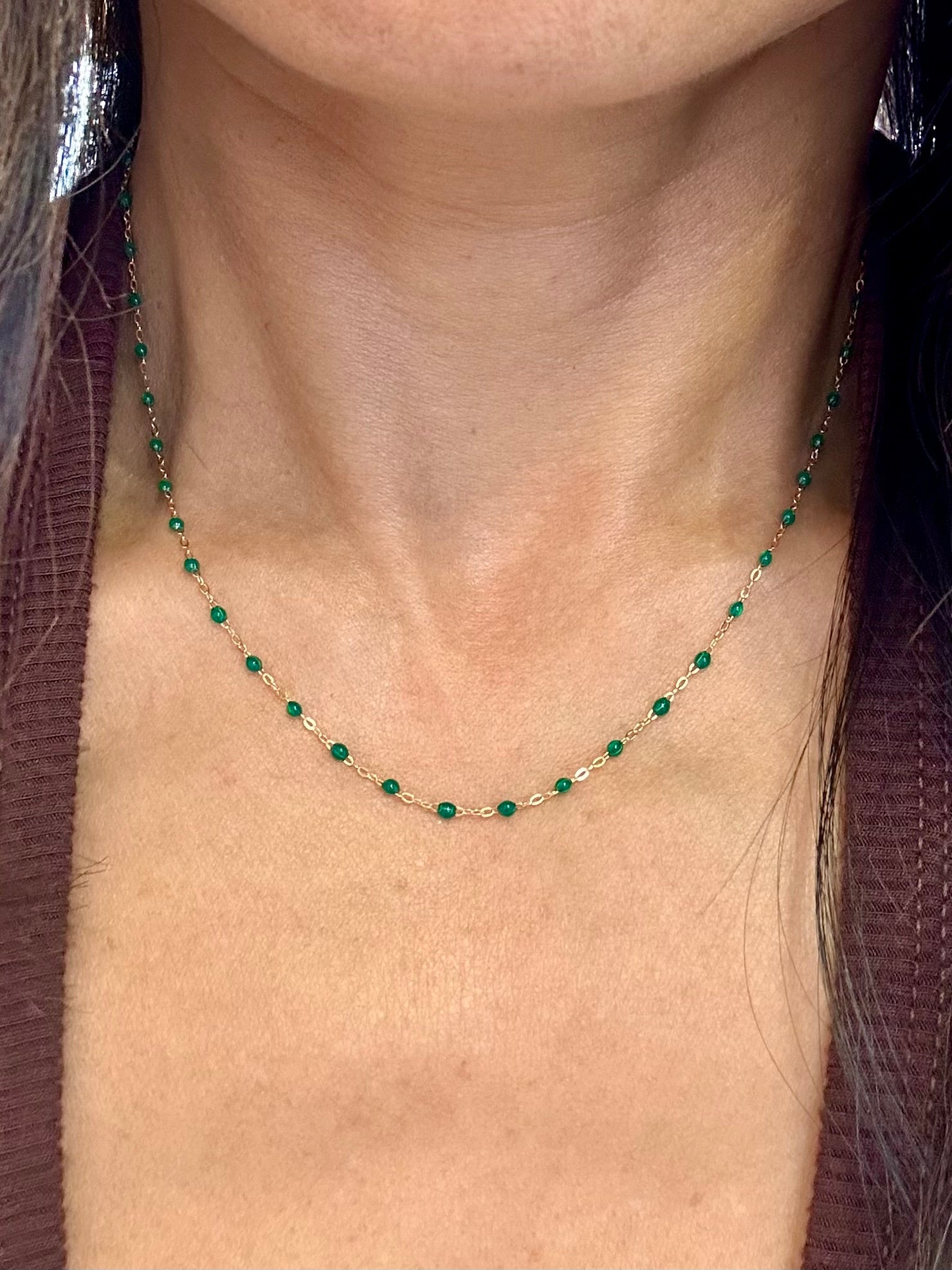 CLASSIC NECKLACE / 16.5" / EMERALD