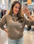 SOFTEST TISSUE WEIGHT SWEATER IN HAZELNUT