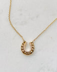 DIAMOND + BLOCK GOLD HORSESHOE NECKLACE
