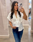 DOLMAN TOP IN SHEER ETCHED FLORAL