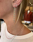 PEARLED CROSS DIAMOND EARRINGS / OPAL