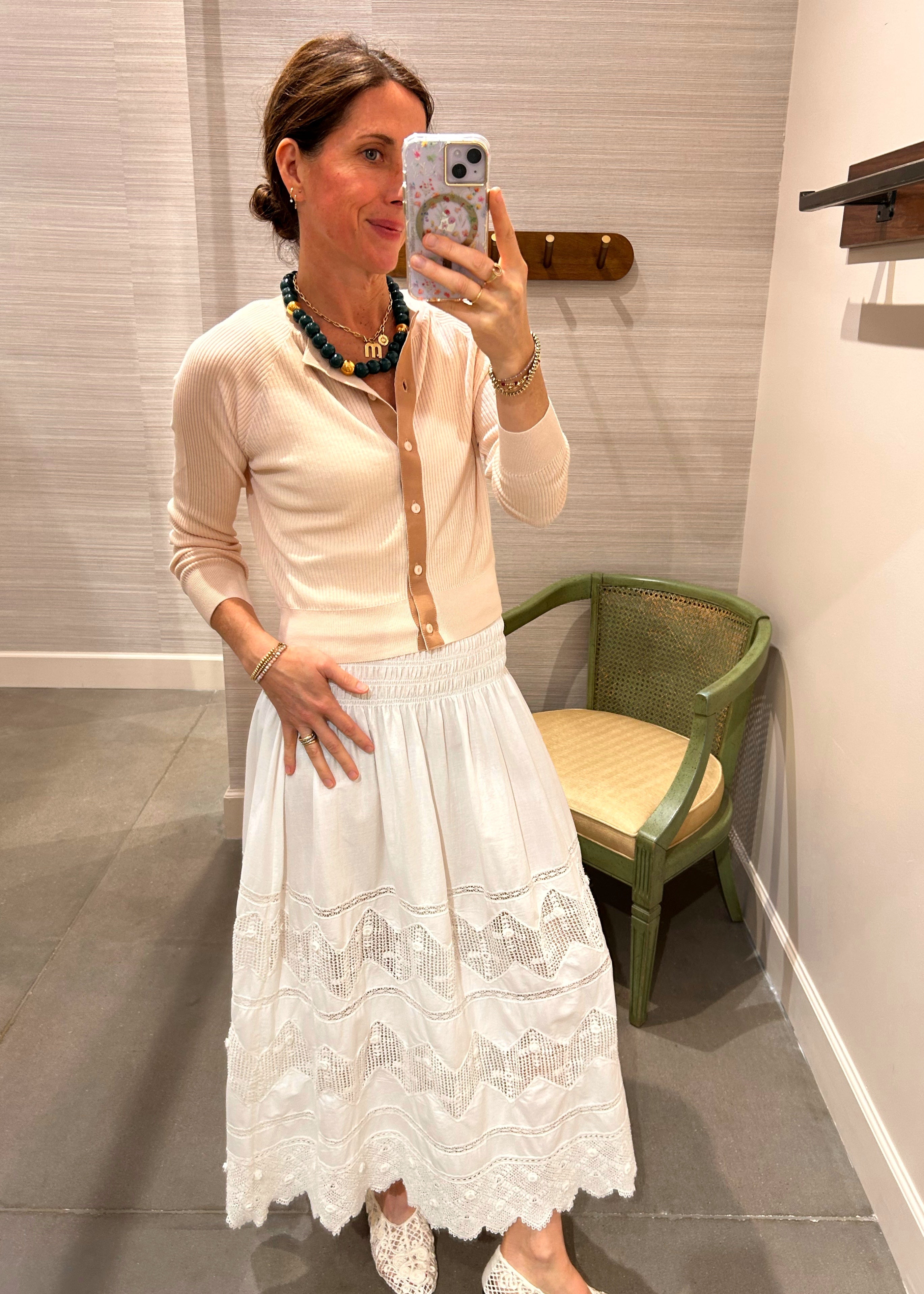 ROSETTE CROCHET CANARY SKIRT IN CREAM – LANAI