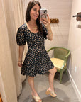 ANNI MINI DRESS IN BLACK/CAMEL