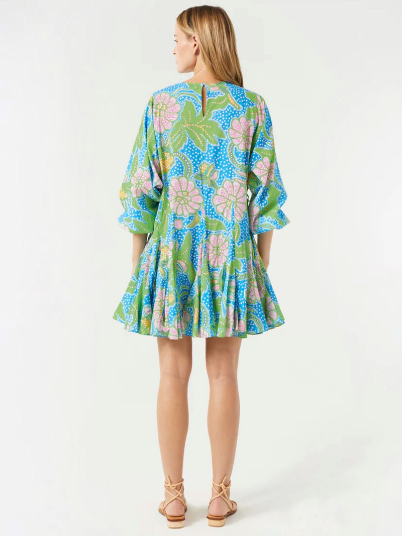 ELLA DRESS IN BLUE PSYCHEDELIC FLOWER