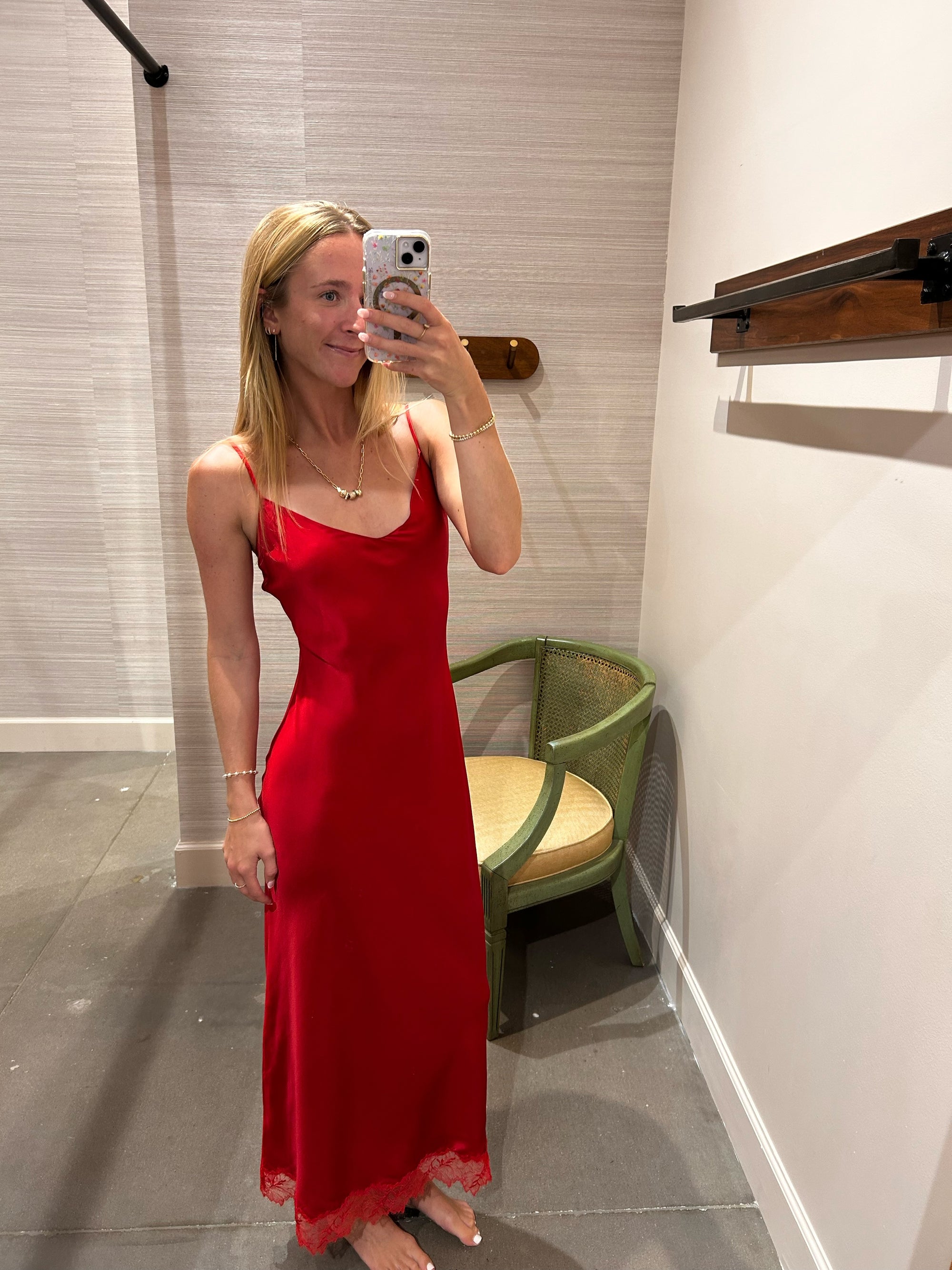 TAYLOR SILK DRESS IN SCARLET