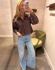 CROPPED ISOLDE SHIRT IN SPICE STRIPE