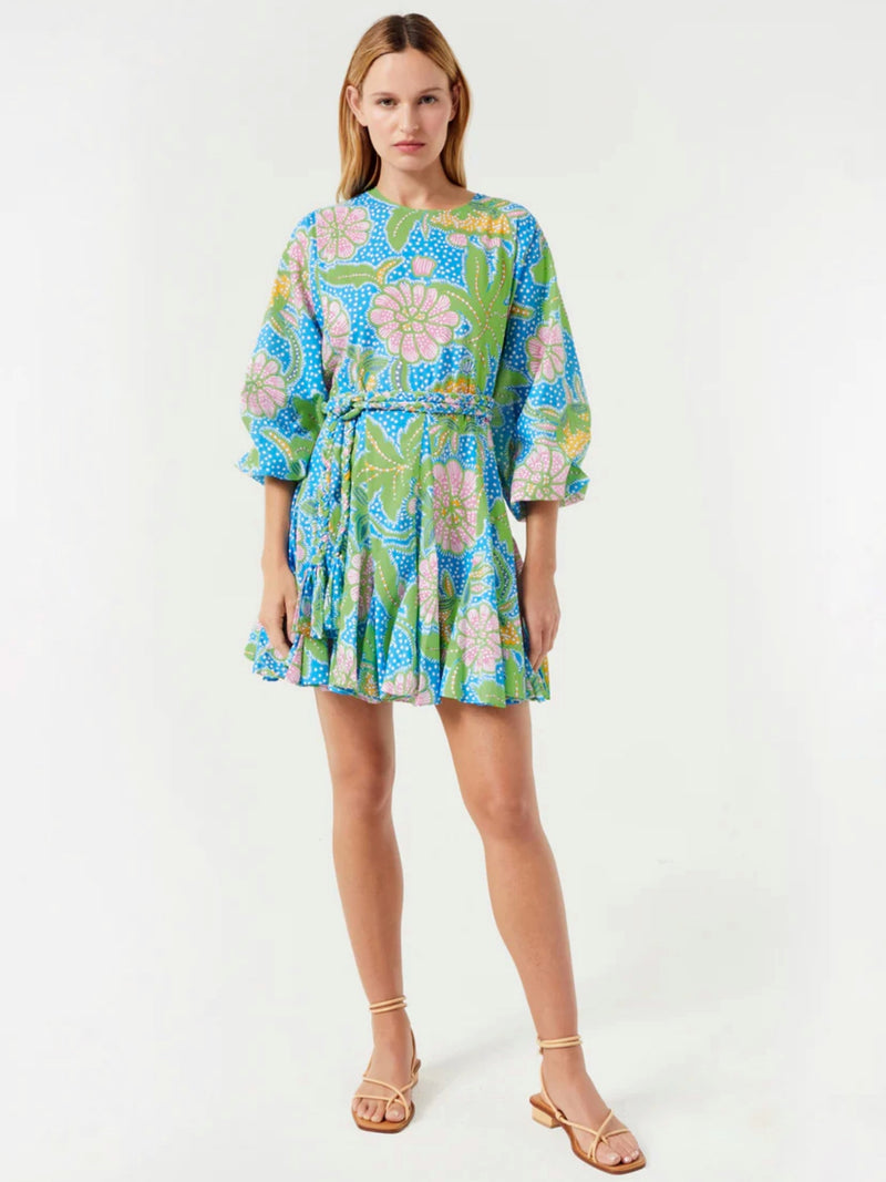 ELLA DRESS IN BLUE PSYCHEDELIC FLOWER