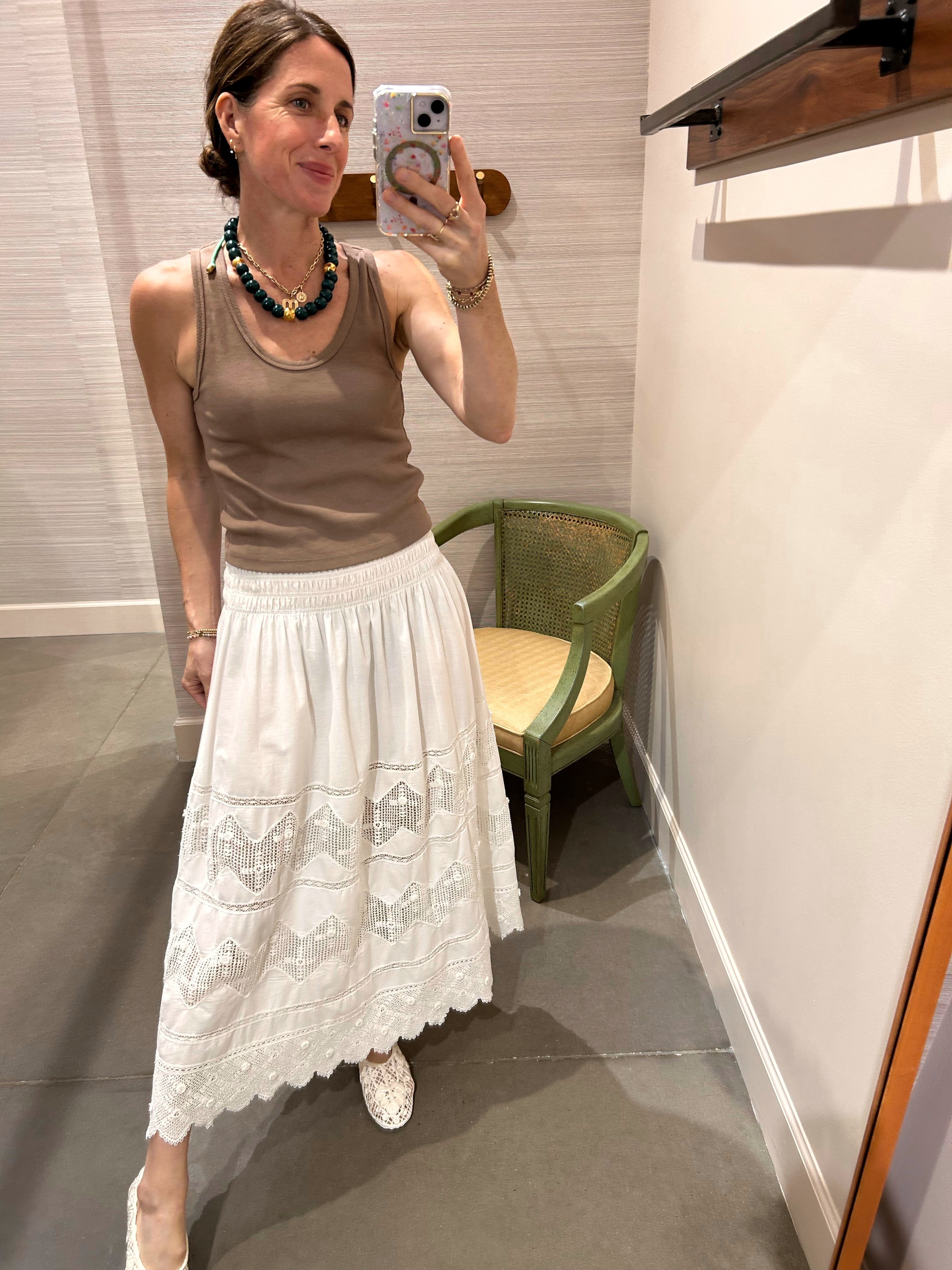 ROSETTE CROCHET CANARY SKIRT IN CREAM – LANAI