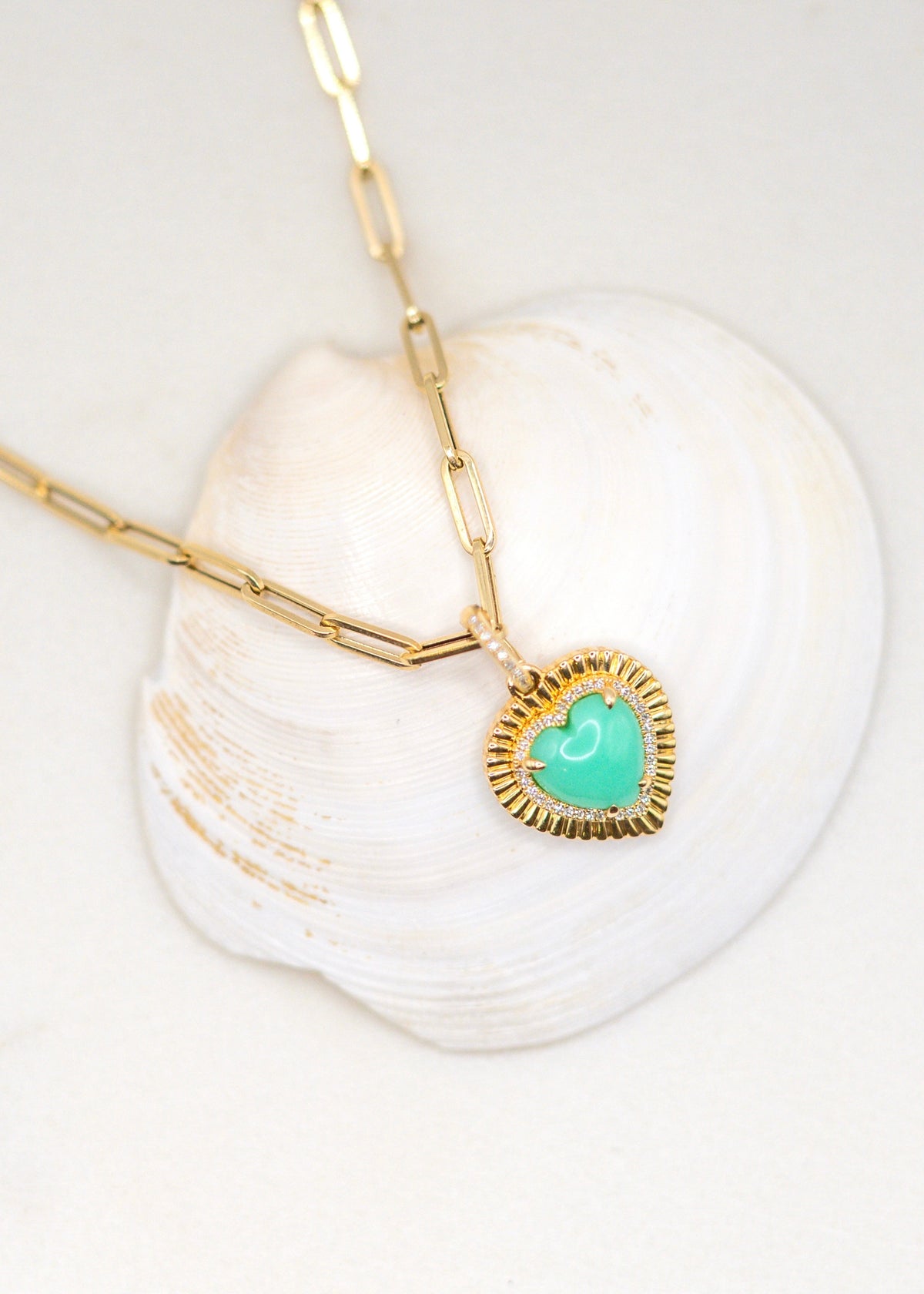 TURQUOISE &amp; DIAMOND BUBBLE HEART CHARM