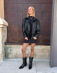 OVERSIZED LEATHER BOMBER JACKET