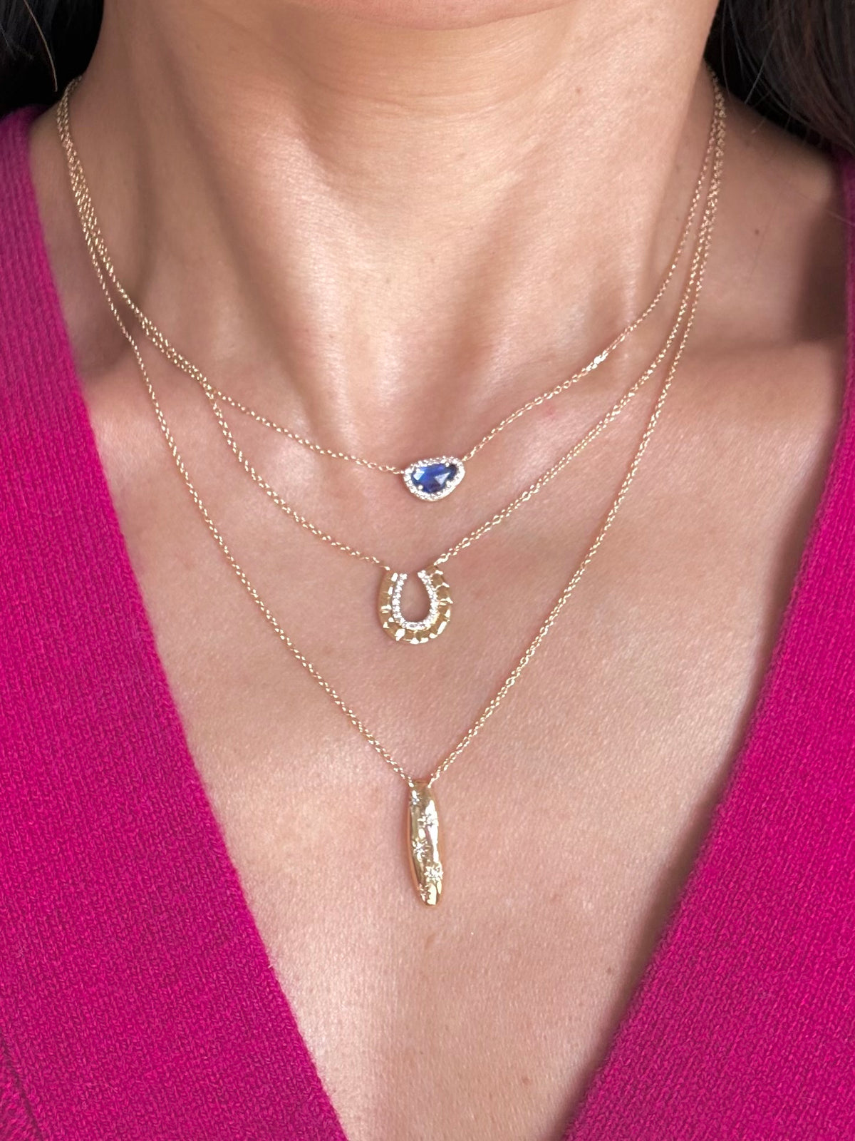 DIAMOND + BLOCK GOLD HORSESHOE NECKLACE