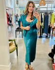 TAYLOR MIDI DRESS IN MARINE TEAL