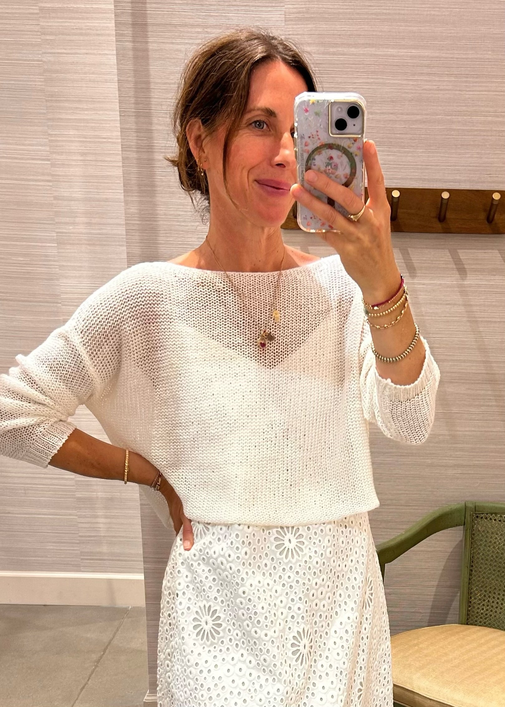 LINEN BATEAU TOP IN WHITE