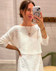 LINEN BATEAU TOP IN WHITE