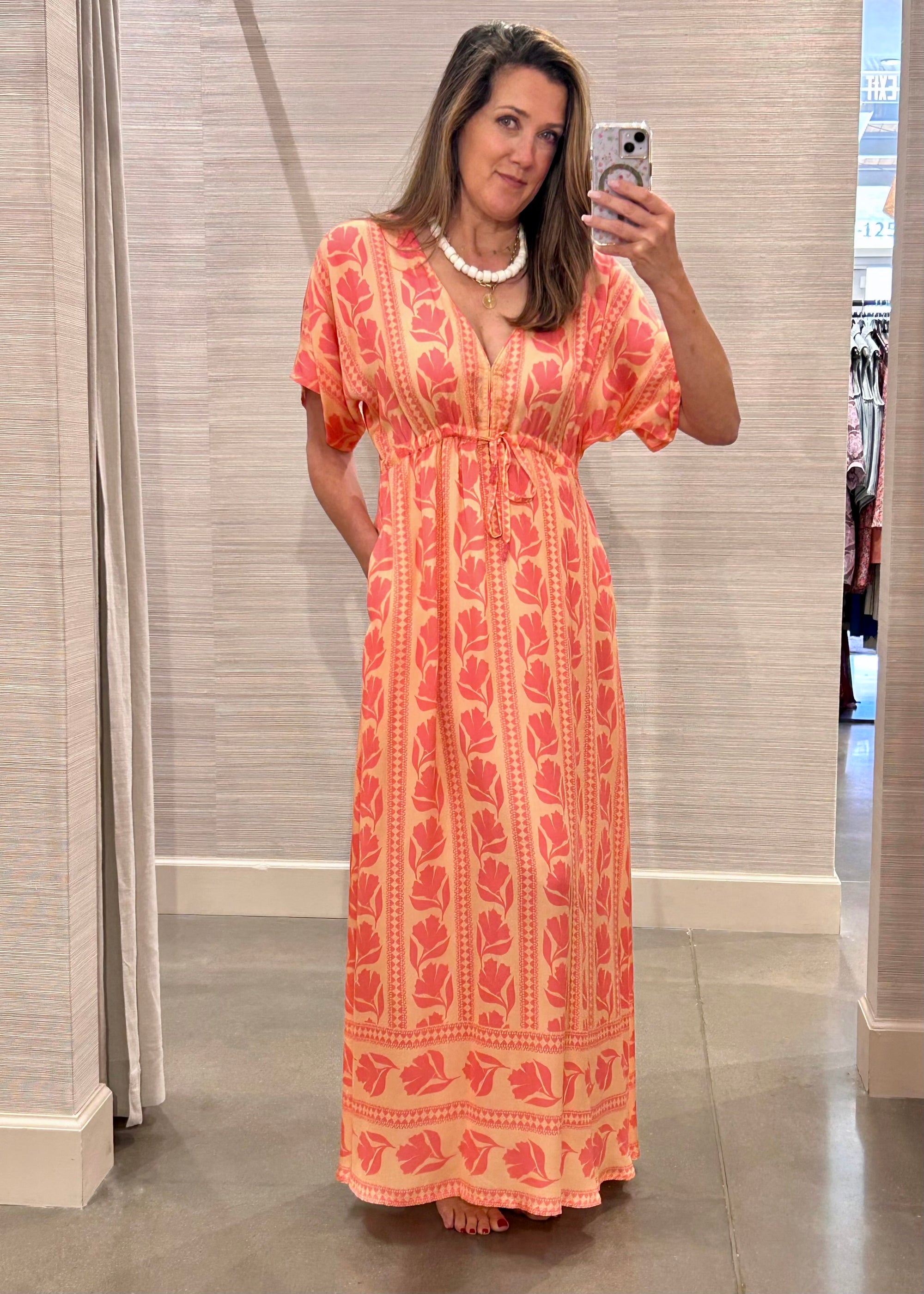PIA CAFTAN IN LARA FLAMINGO