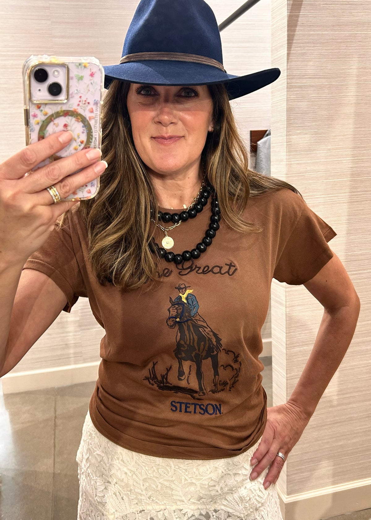 BOXY CREW TEE WITH STETSON GRAPHIC