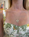 EMERALD + DIAMOND FRINGED PLATE NECKLACE