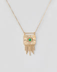 EMERALD + DIAMOND FRINGED PLATE NECKLACE
