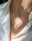 EMERALD + DIAMOND FRINGED PLATE NECKLACE