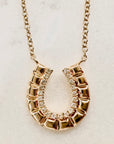 DIAMOND + BLOCK GOLD HORSESHOE NECKLACE