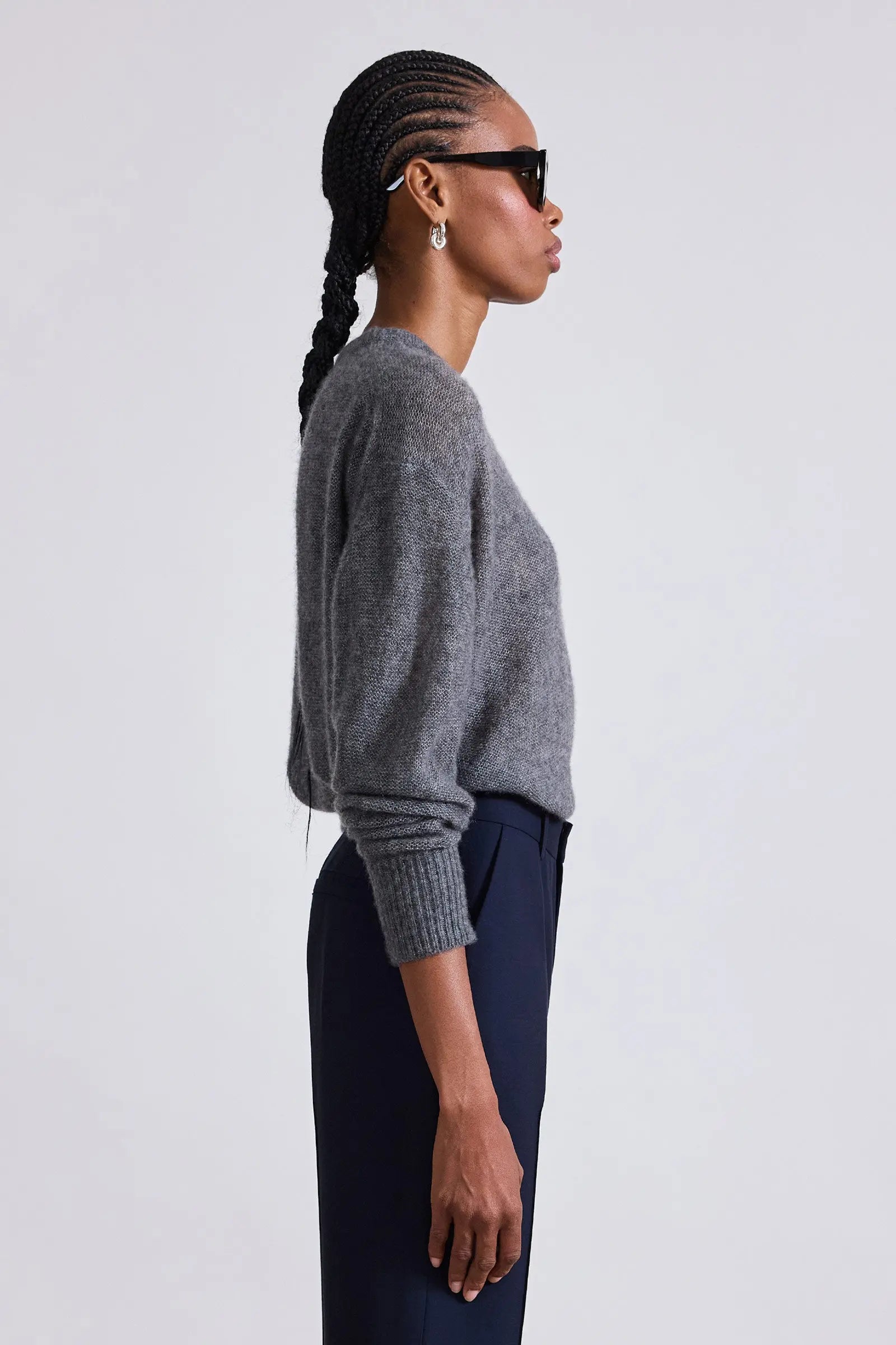 SOFTEST TISSUE WEIGHT SWEATER IN CHARCOAL