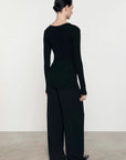 SILK KNIT CREW IN BLACK