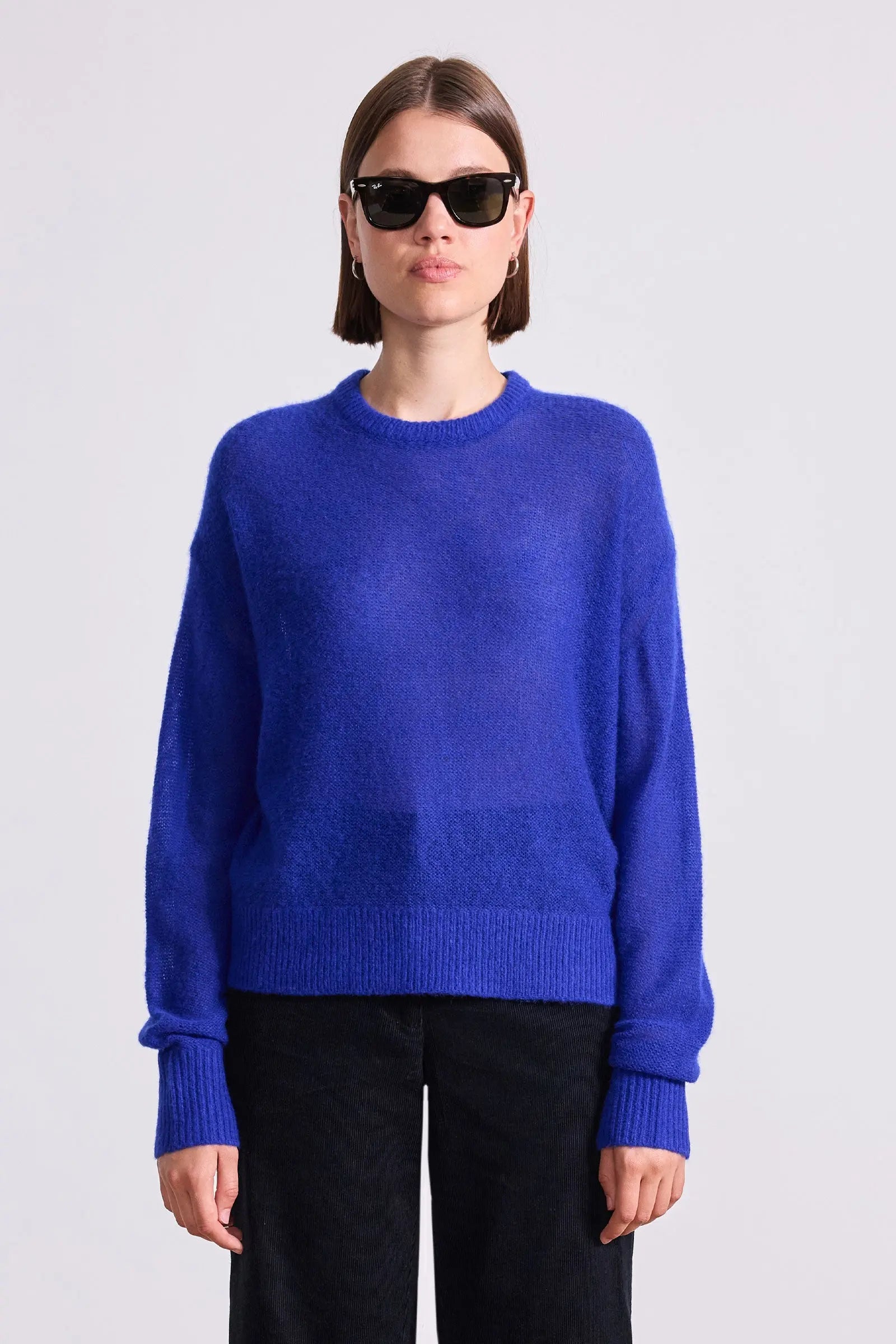 SOFTEST TISSUE WEIGHT SWEATER IN COBALT