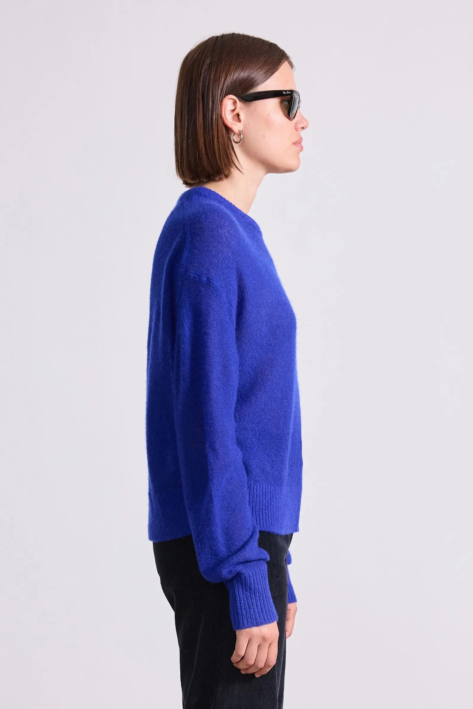 SOFTEST TISSUE WEIGHT SWEATER IN COBALT
