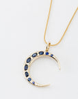 SAPPHIRE + DIAMOND CRESCENT MOON CHARM