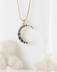 SAPPHIRE + DIAMOND CRESCENT MOON CHARM